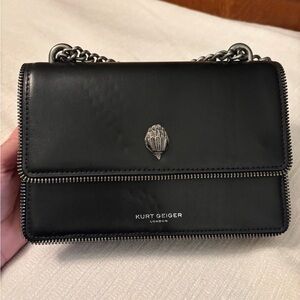 Kurt Geiger Black Leather Chain Strap Bag